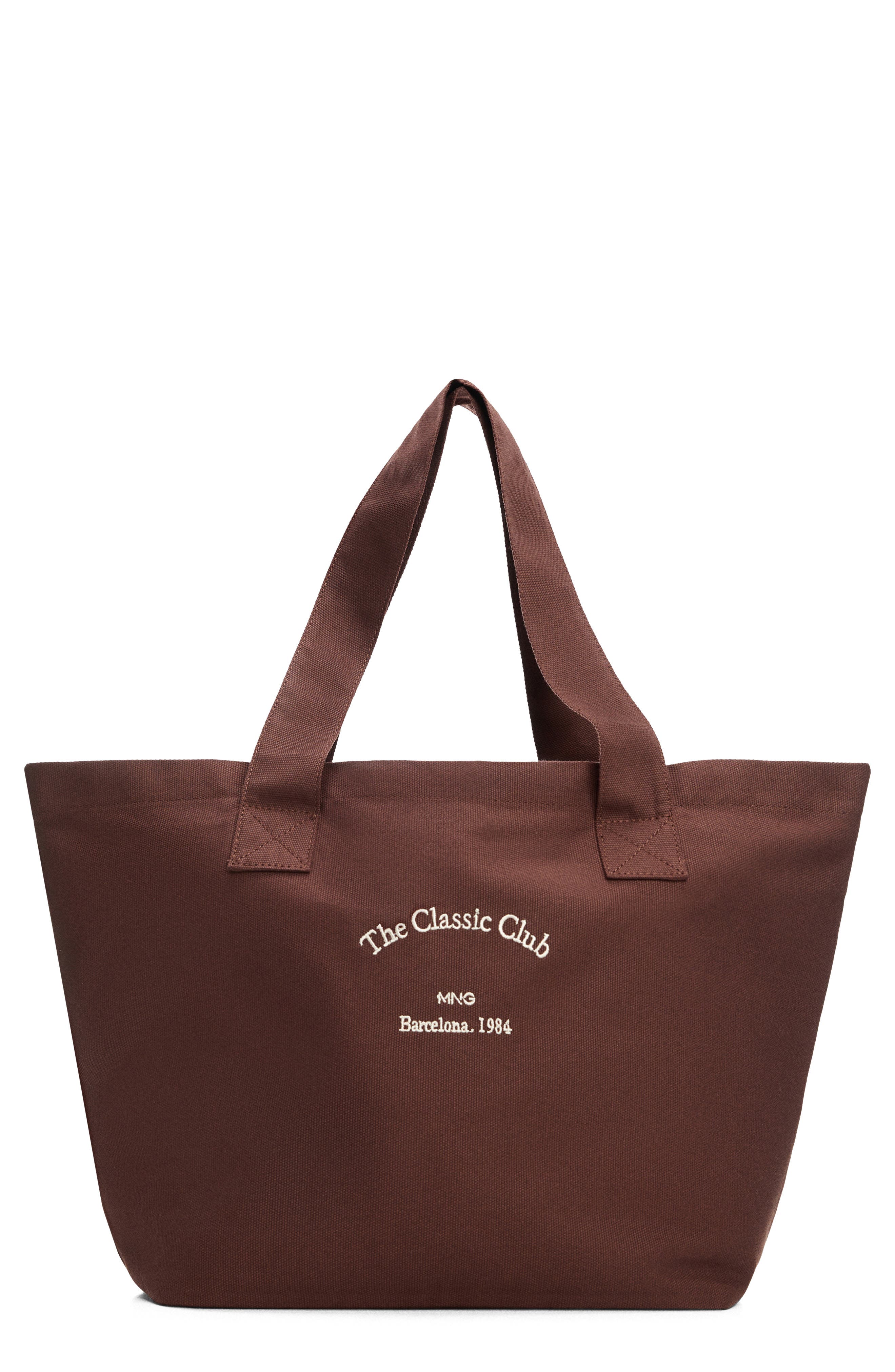 MANGO Cotton Canvas Shopper Tote, Main, color, 