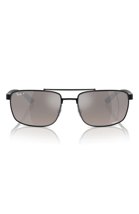 60mm Chromance Polarized Rectangular Sunglasses