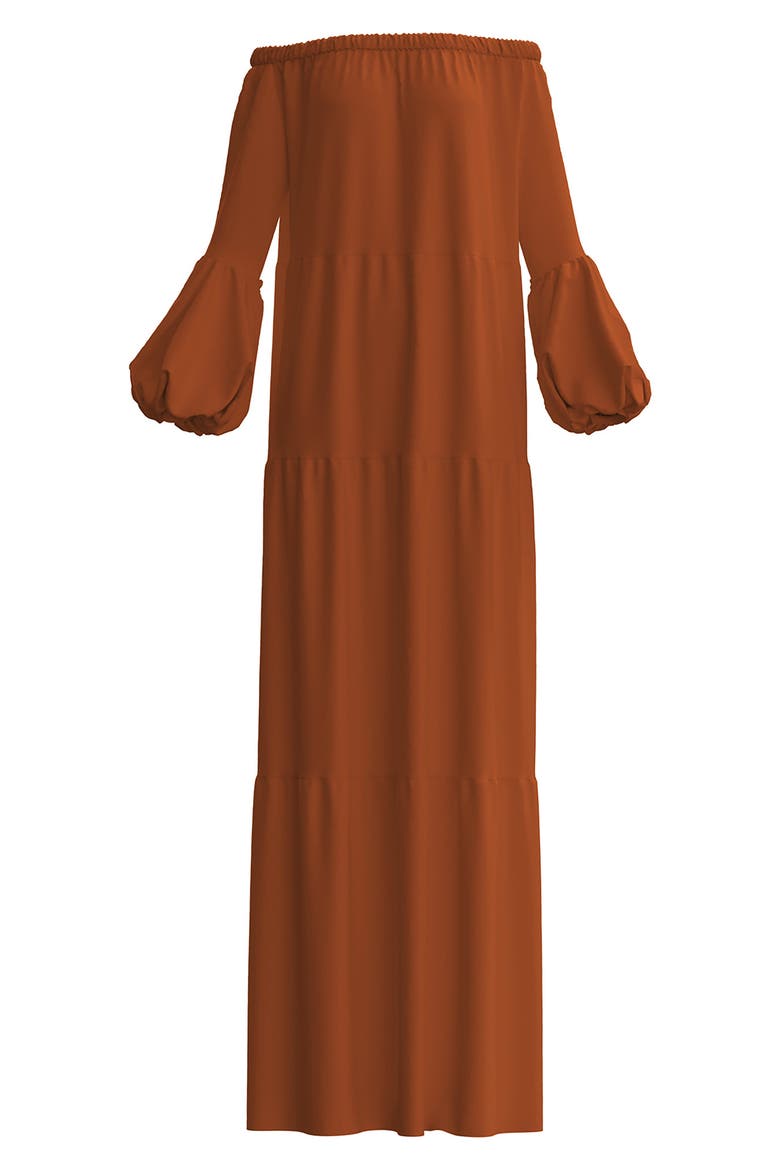 Kudi Long Sleeve Off the Shoulder Dress, Alternate, color, RUST