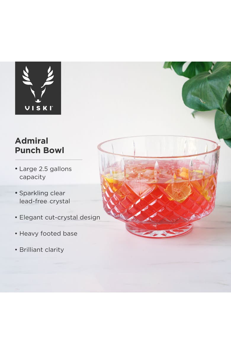 Viski Admiral Crystal 9-Piece Punch Bowl & Tumbler Set, Alternate, color, Clear