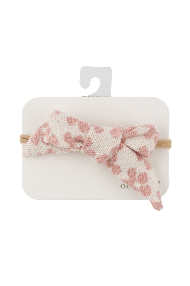 Mod Flowers Tie Bow Nylon Headband- Infant, Main, color, Blush