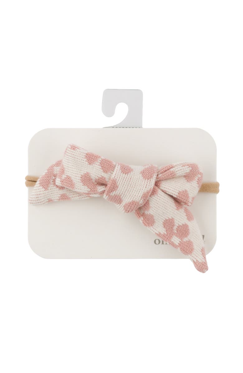 oh baby! Mod Flowers Tie Bow Nylon Headband- Infant, Main, color, Blush