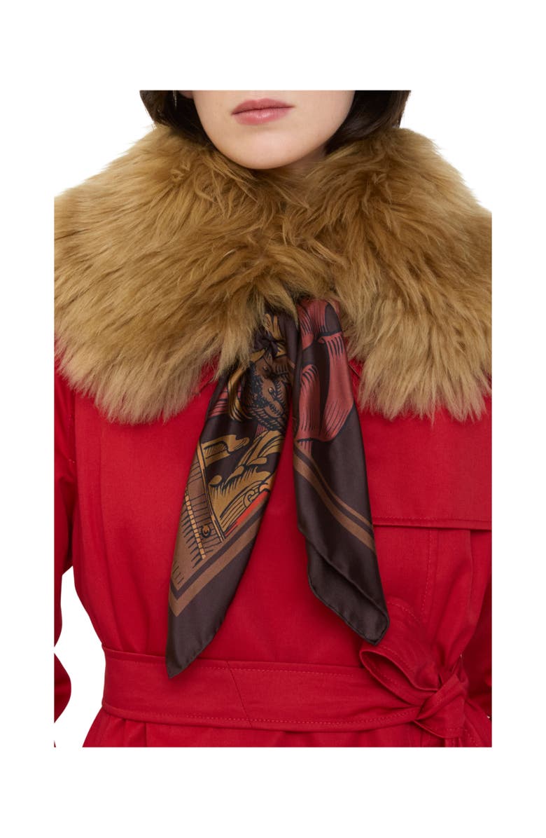 Burberry Scarf Trim Shearling Collar, Alternate, color, Chestnut Brown/Sand Beige