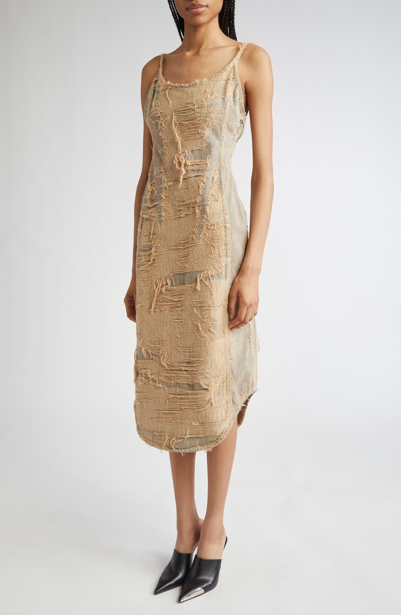 DIESEL<sup>®</sup> De-Vera-Fsg Denim Midi Dress, Alternate, color, Beige