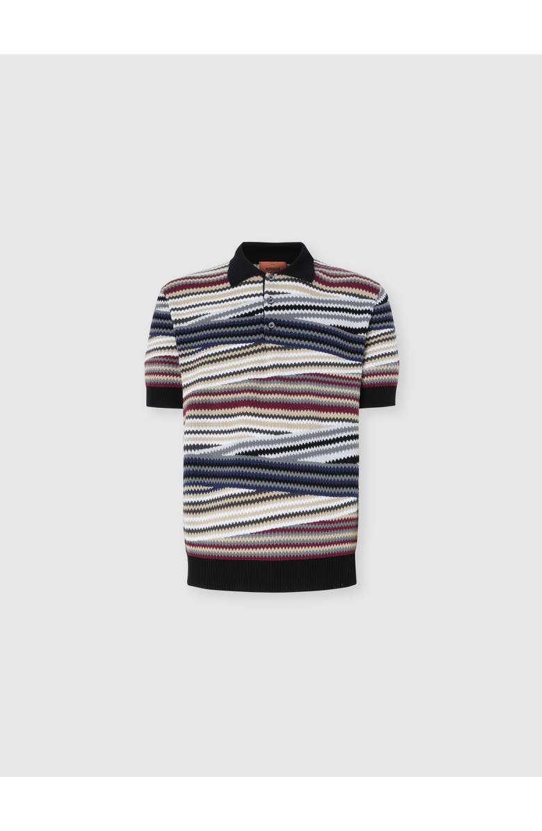 Missoni Short Sleeve Polo With Buttons And Striped Zigzag Pattern, Main, color, Multicoloured