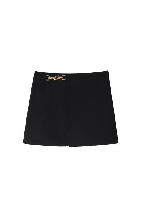 Burberry Mini Wool Skirt With Horse Clip In Black