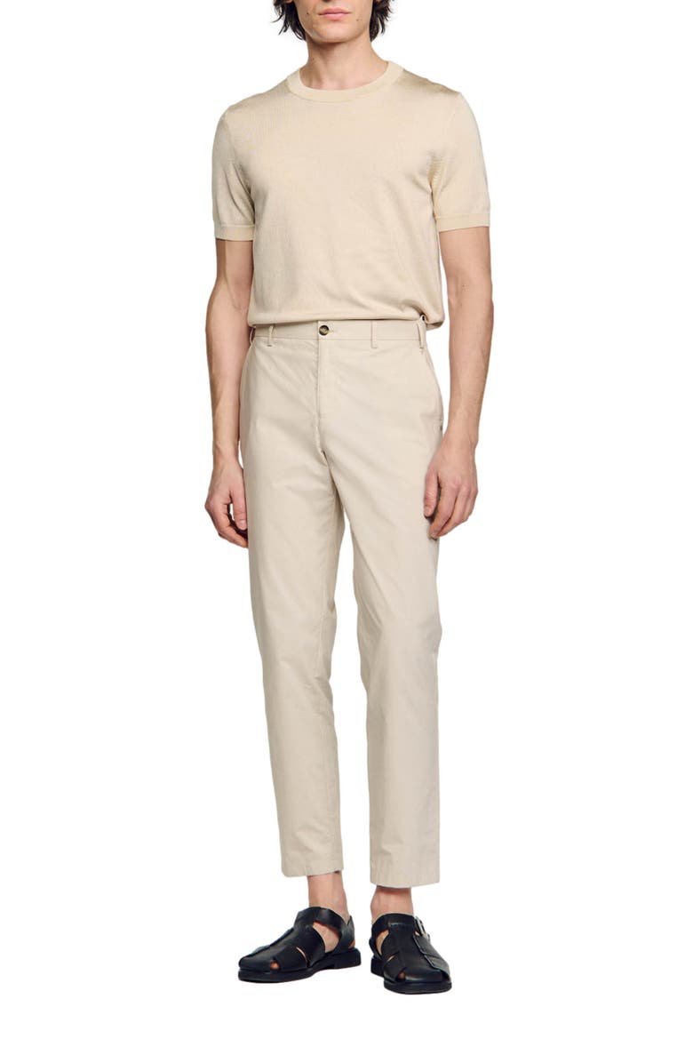 SANDRO Cotton tapered trousers, Alternate, color, Light Grey