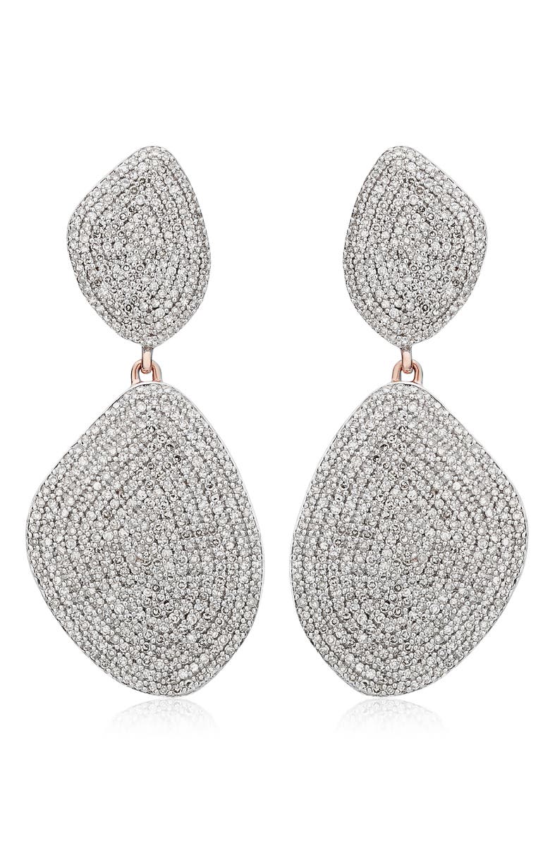 Monica Vinader Nura Diamond Double Teardrop Earrings, Main, color,