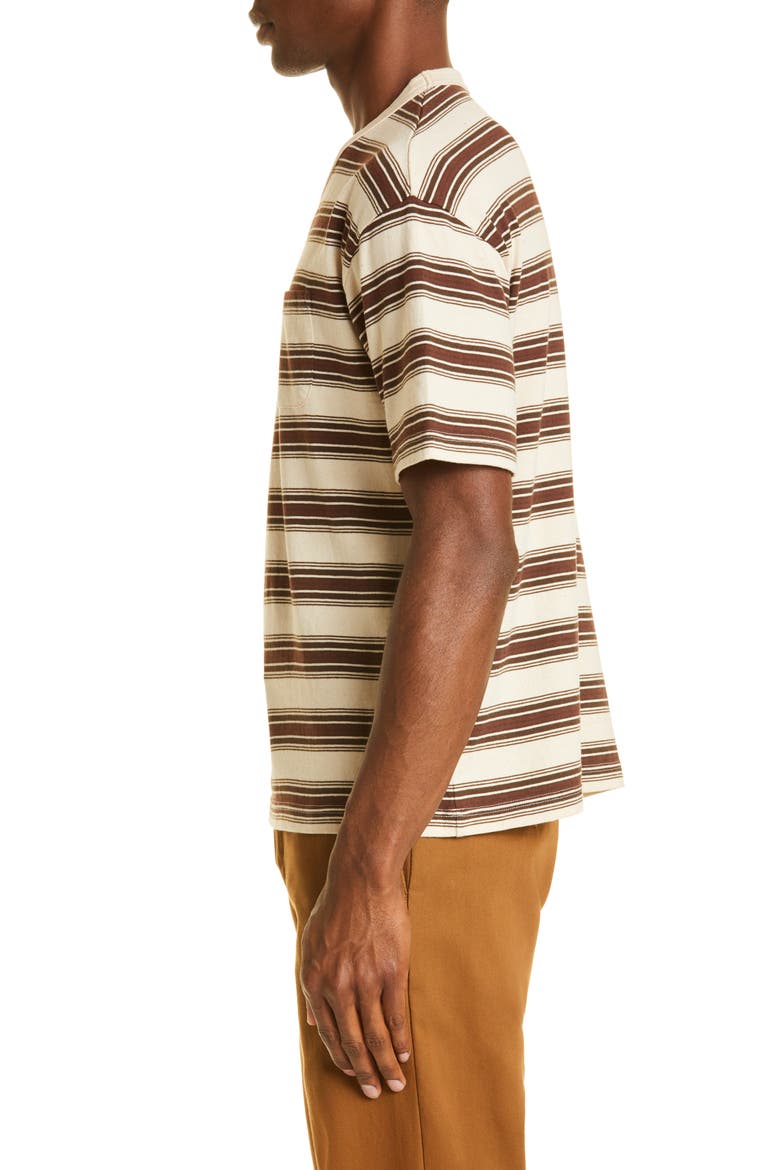 Border Jumbo Stripe Pocket T-Shirt, Alternate, color, BROWN