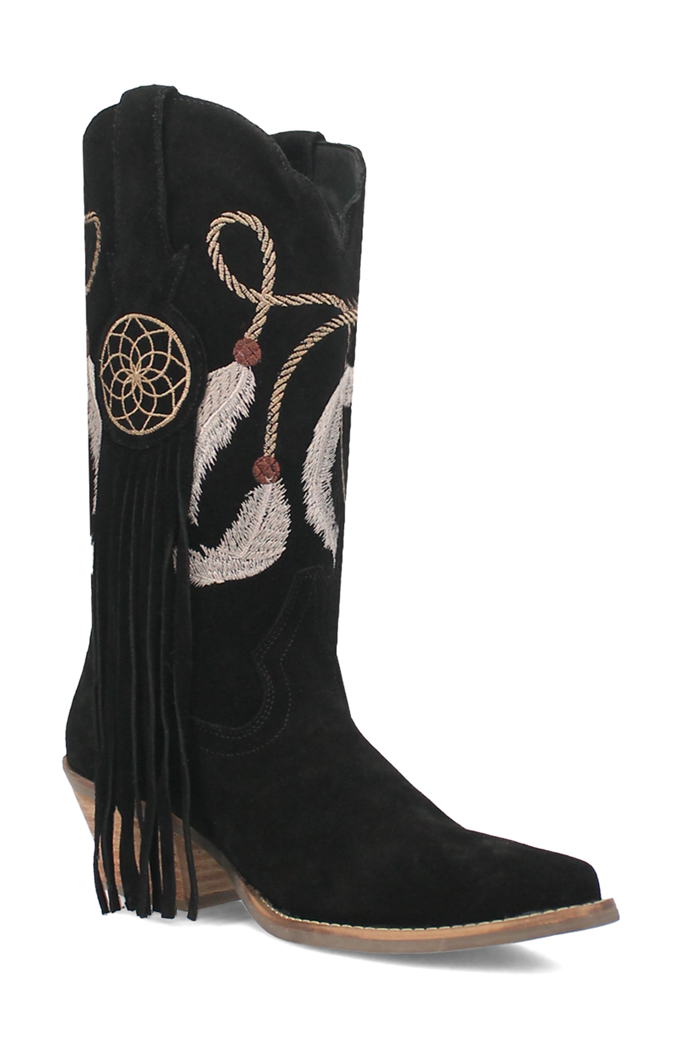 Dingo Day Dream Fringe Embroidered Western Boot, Main, color, 