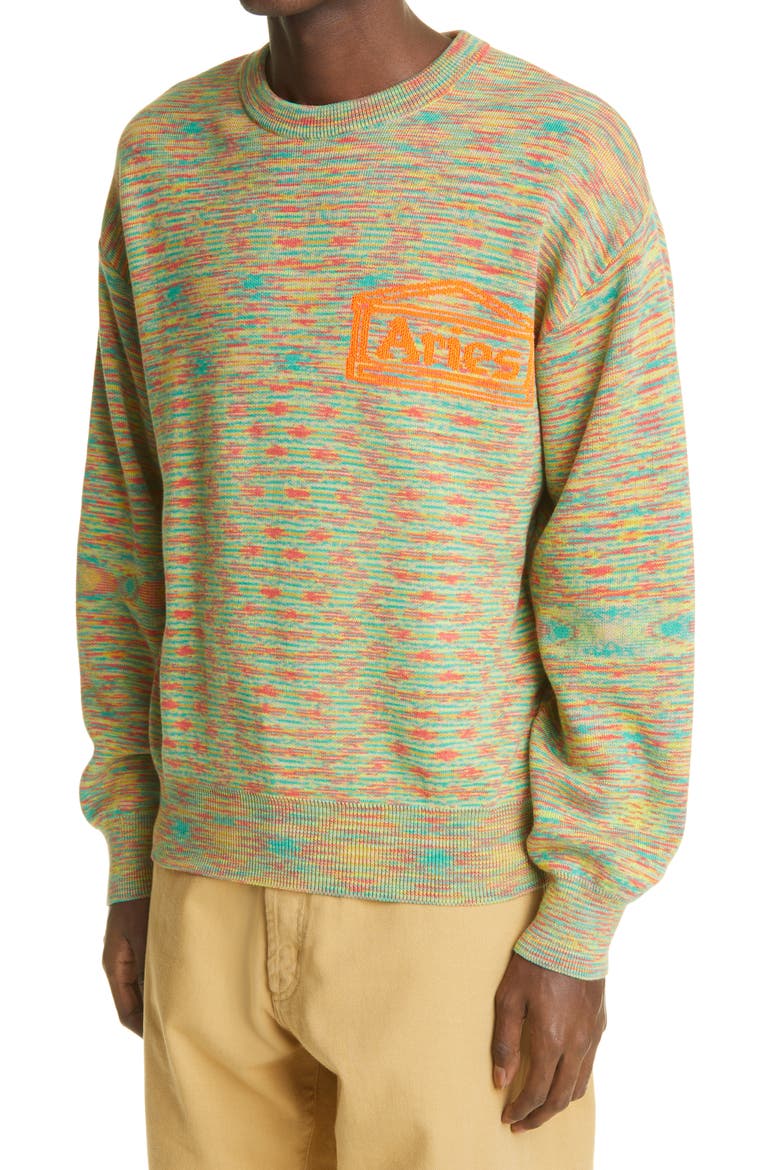 Magic Eye Temple Logo Space Dye Sweater, Alternate, color, ORANGE