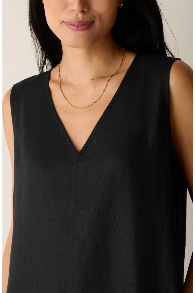 Sleeveless Organic Linen Midi Shift Dress, Alternate, color, BLACK