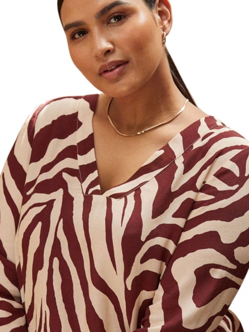 Live Unlimited Animal Print Split Sleeve Blouse In Multi