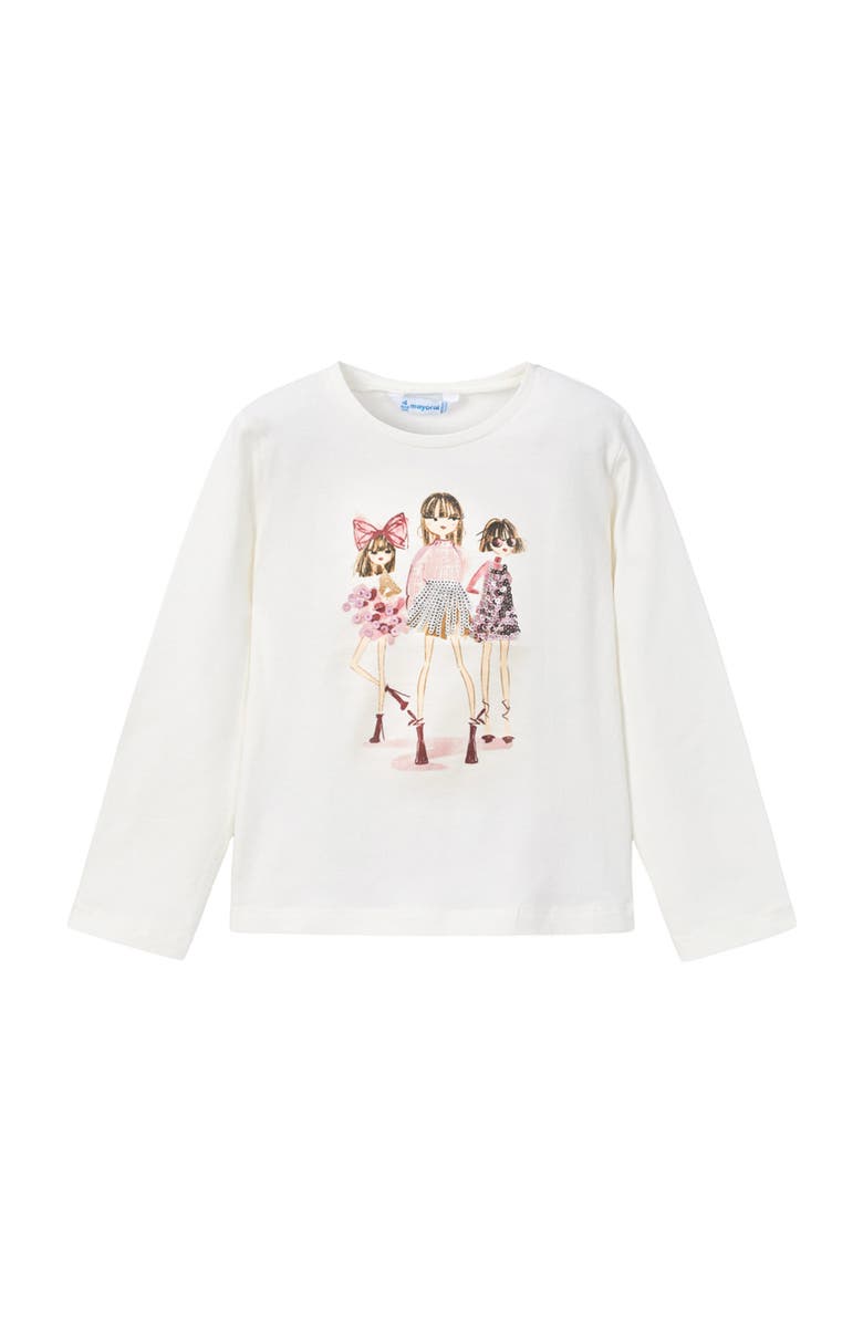 Mayoral Doll Motif Shirt, Main, color, White