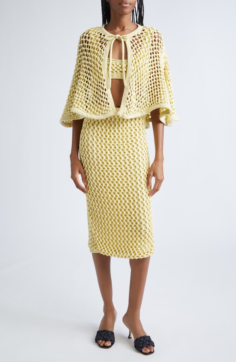 Diotima Crystal Mesh Capelet, Alternate, color, Butter