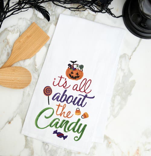 C & F Home C&f Home All About The Candy Halloween Cotton Embroidered Flour Sack Kitchen Dishtowel In White