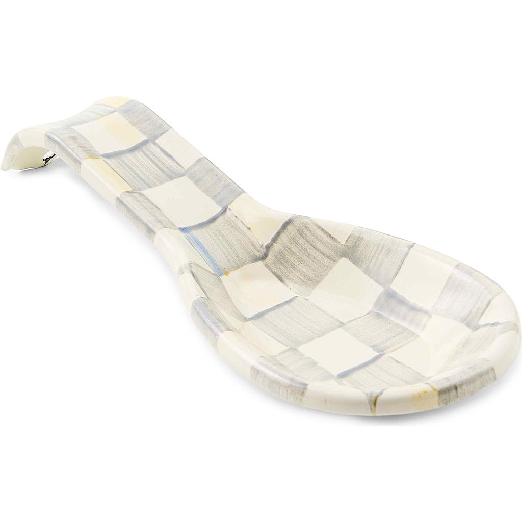 Mackenzie-childs Mackenzie Childs Sterling Check Spoon Rest In White