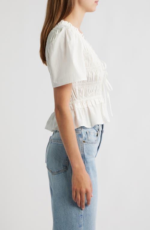 Rails Portia Smocked Ruffle Cotton Blend Crop Top