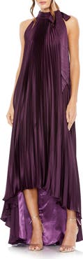 Ieena for Mac Duggal Pleated Halter Neck High Low Gown
