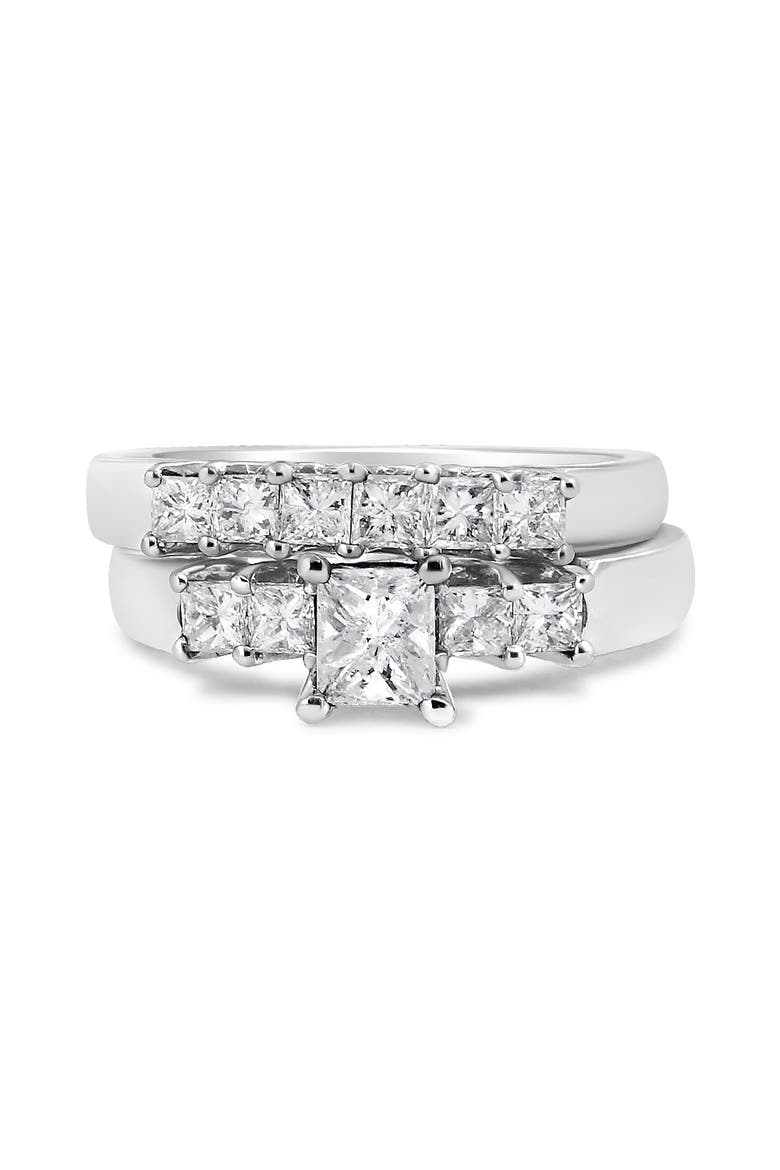 14K White Gold 1 1/2 Cttw Diamond Engagement Wedding Ring Set, Alternate, color, White