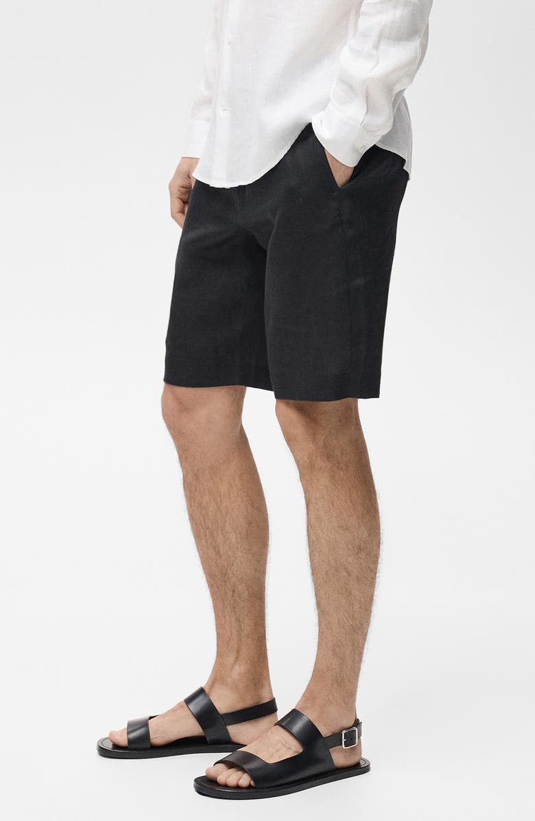 MANGO Slim Fit Flat Front Linen Bermuda Chino Shorts, Alternate, color, 