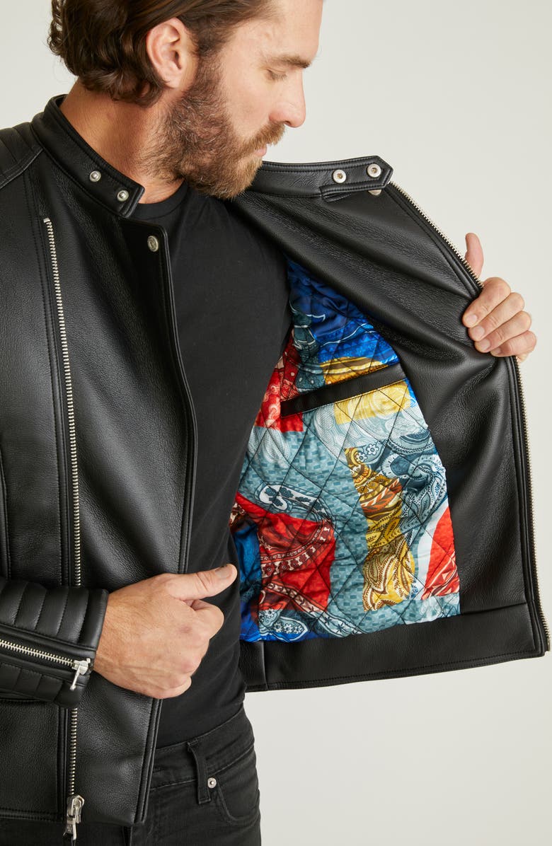 Robert Graham Faux Leather Moto Jacket, Alternate, color, Black