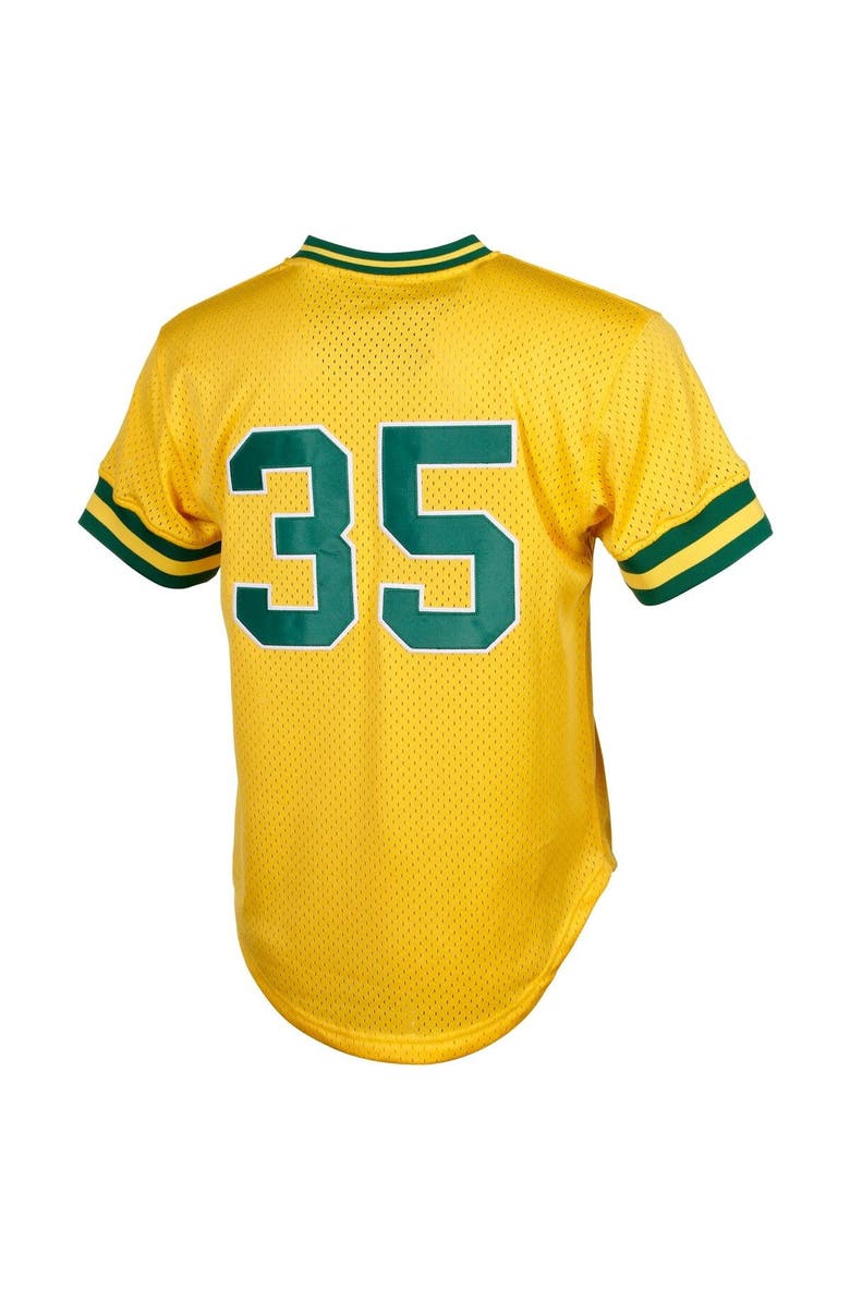 Mitchell 
Ness Men
s Mitchell 
Ness Rickey Henderson Yellow Oakland Athletics Cooperstown Mesh Batting Practice Jersey, Alternate, color, 