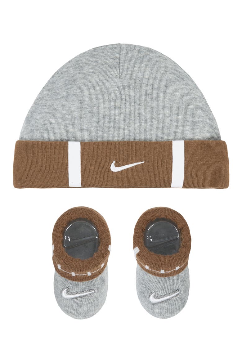 Crib Booties & Cuff Beanie Set, Alternate, color, LIGHT BRITISH TAN