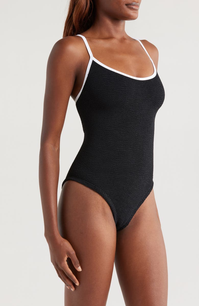 Hunza G Pamela Contrast Binding One-Piece Swimsuit, Alternate, color, 