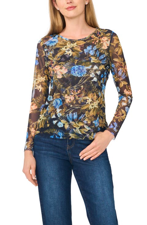 Long-sleeved Mesh Top