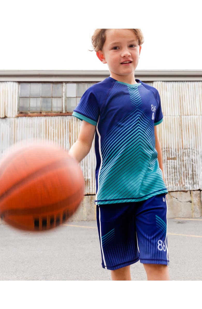 Deux par Deux Boy's Athletic Shorts Blue, Alternate, color, 