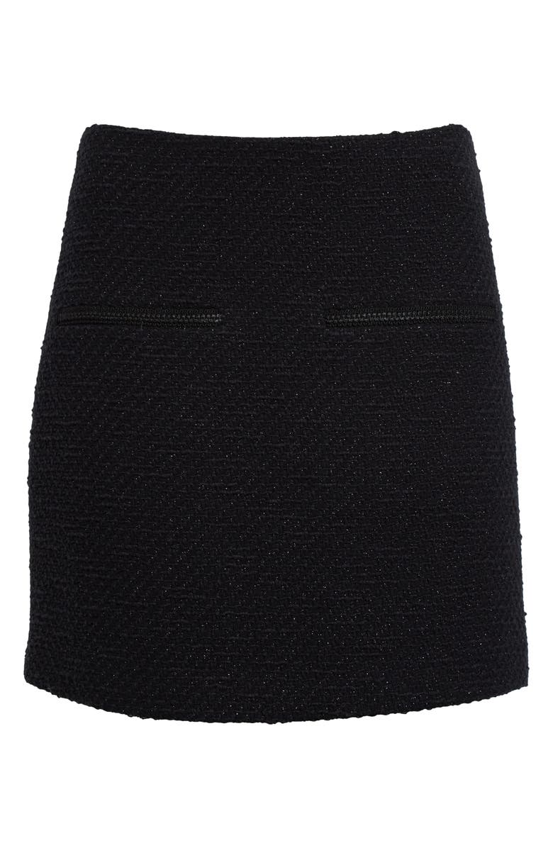 Veronica Beard Perry Metallic Cotton Blend Tweed Miniskirt, Alternate, color, Black