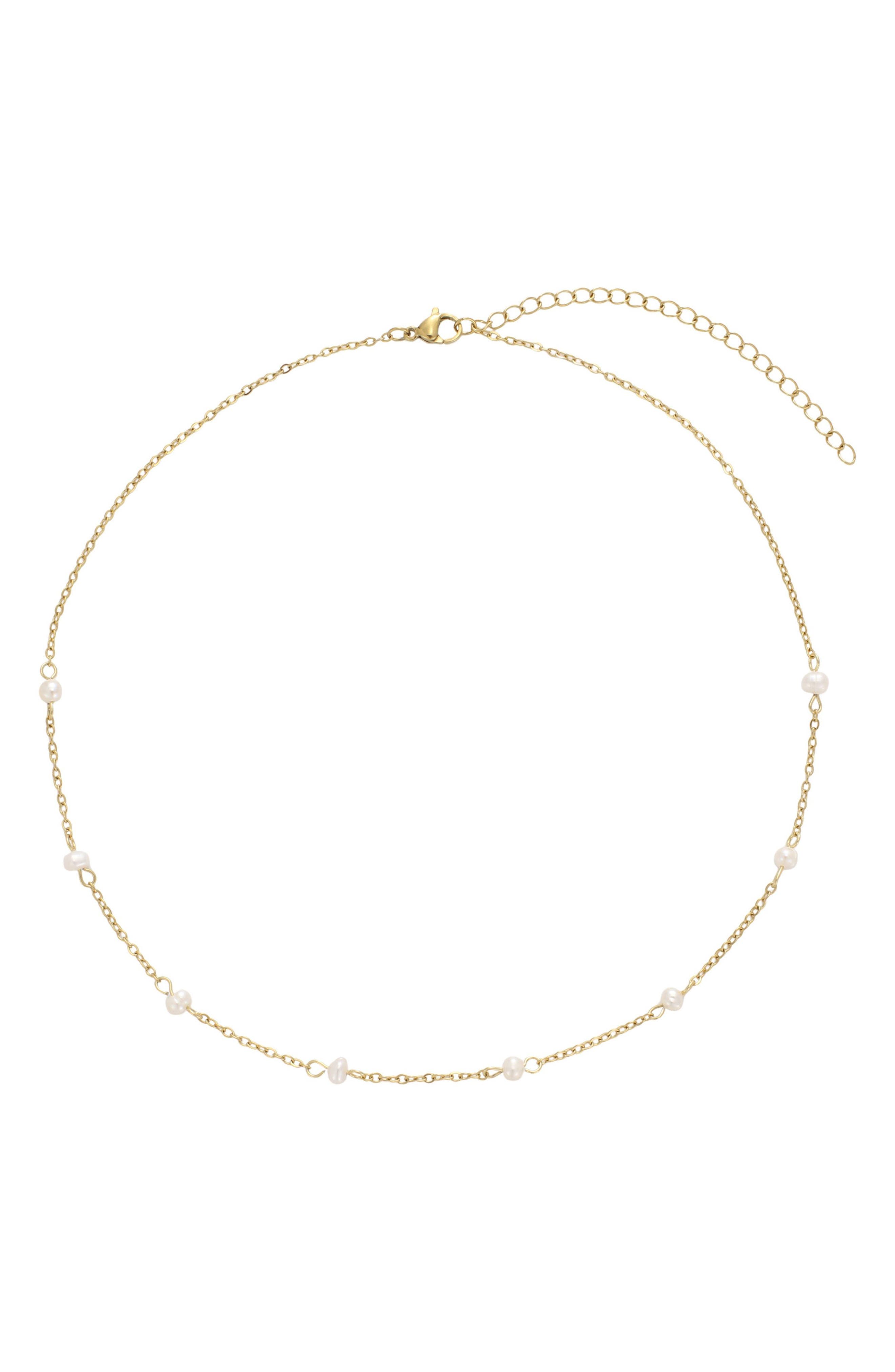 5-5.5mm Freshwater Pearl Station Chain Necklace