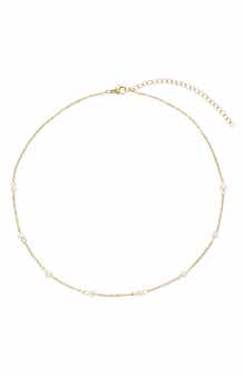 5-5.5mm Freshwater Pearl Station Chain Necklace