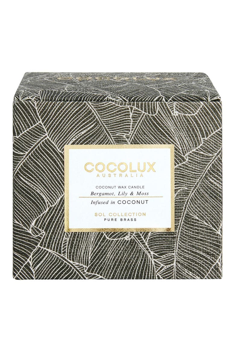 Bergamot, Lily & Moss Brass Candle, Alternate, color, NO COLOR