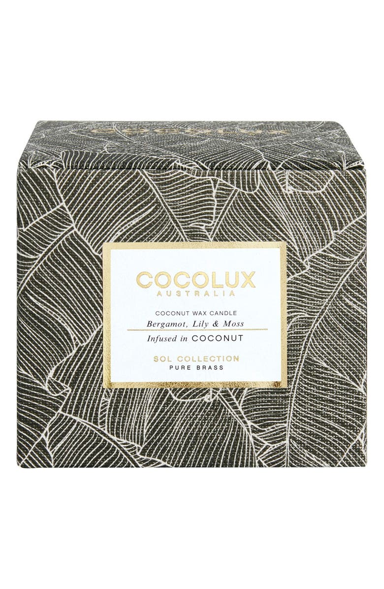 Cocolux Australia Bergamot, Lily & Moss Brass Candle, Alternate, color,