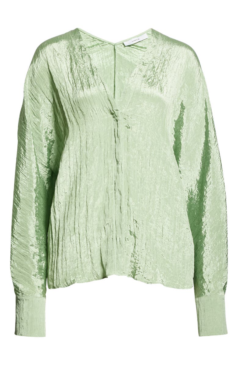 Vince Crushed Satin Long Sleeve Blouse, Alternate, color,