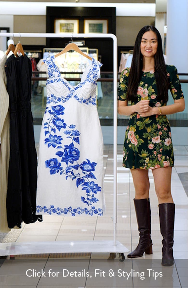Floral Cascade Linen Dress