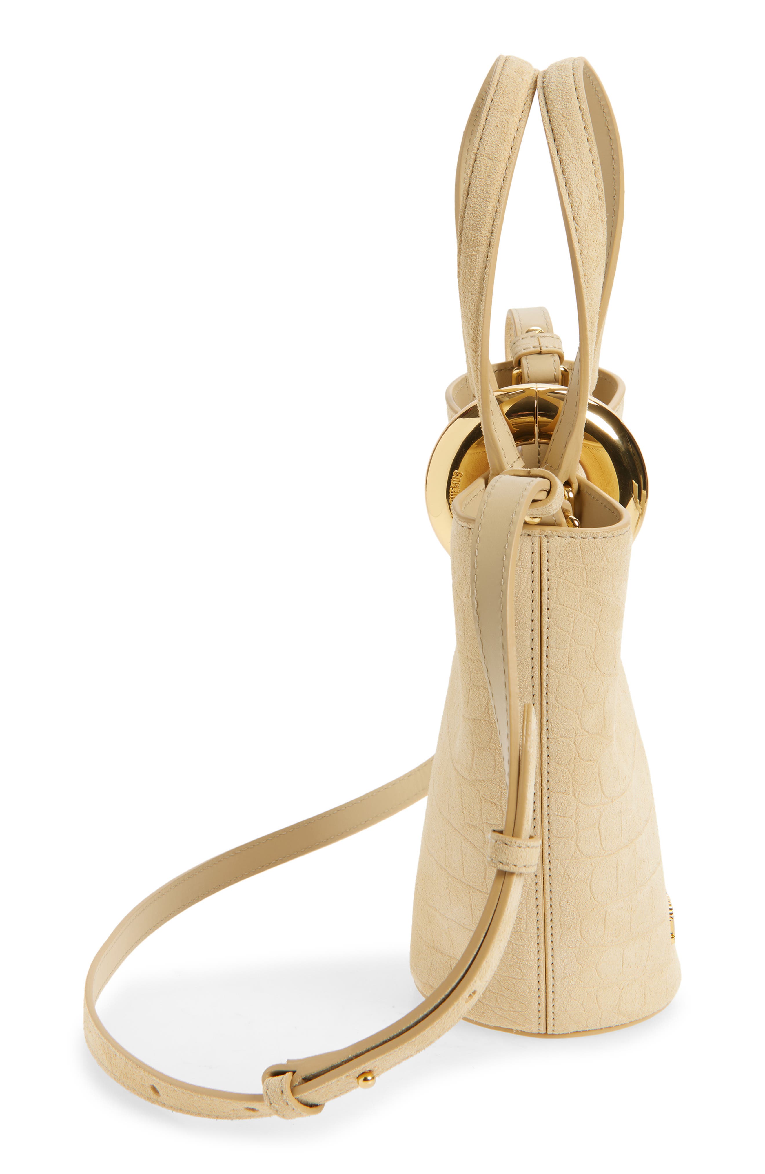 Jacquemus Le Petit Bambola Suede Handbag, Alternate, color, Beige 150