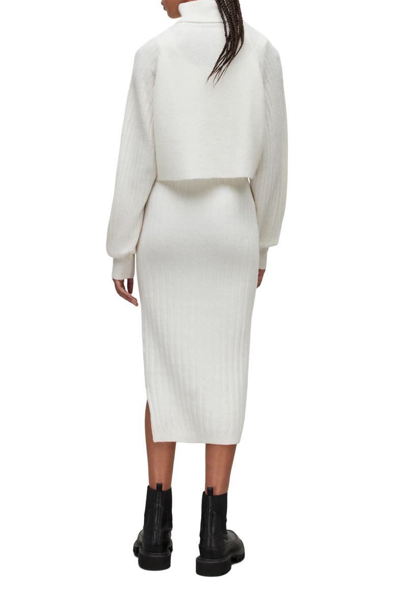 Margot Rib Dress with Turtleneck Sweater, Alternate, color, CHALK WHITE