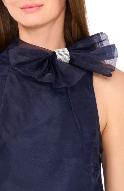 Cece Rhinestone Bow Top In Blue