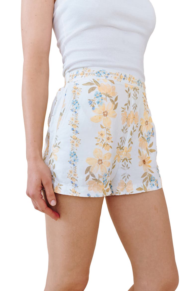 Catalina Floral Linen Blend Shorts, Alternate, color, WILDFLOWER