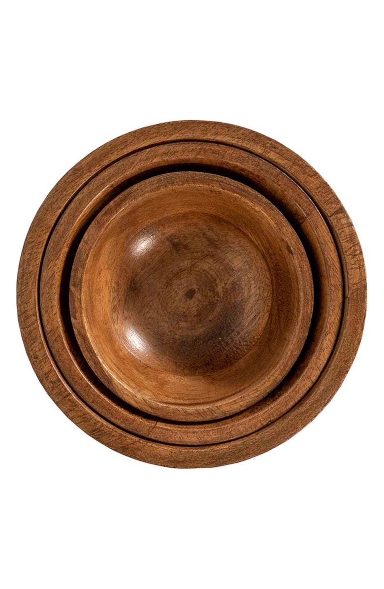 Juliska Bilbao Wood Set of 3 Nesting Bowls, Alternate, color, Brown
