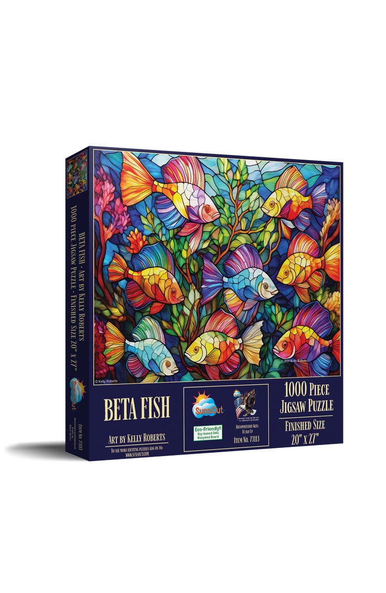 Sunsout Beta Fish Stained Glass 1000 piece Jigsaw Puzzle for Adults, Main, color, Multicolor