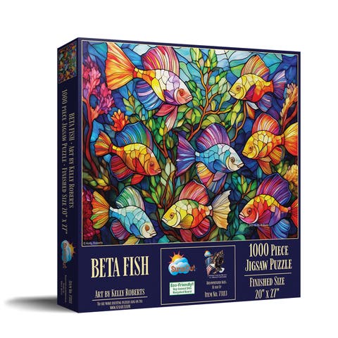 Beta Fish Stained Glass 1000 piece Jigsaw Puzzle for Adults