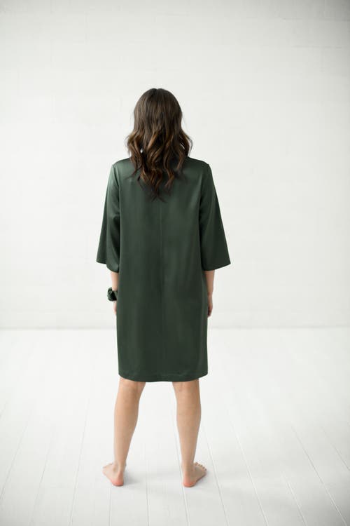 Alas Silk Long Shirt Dress In Green