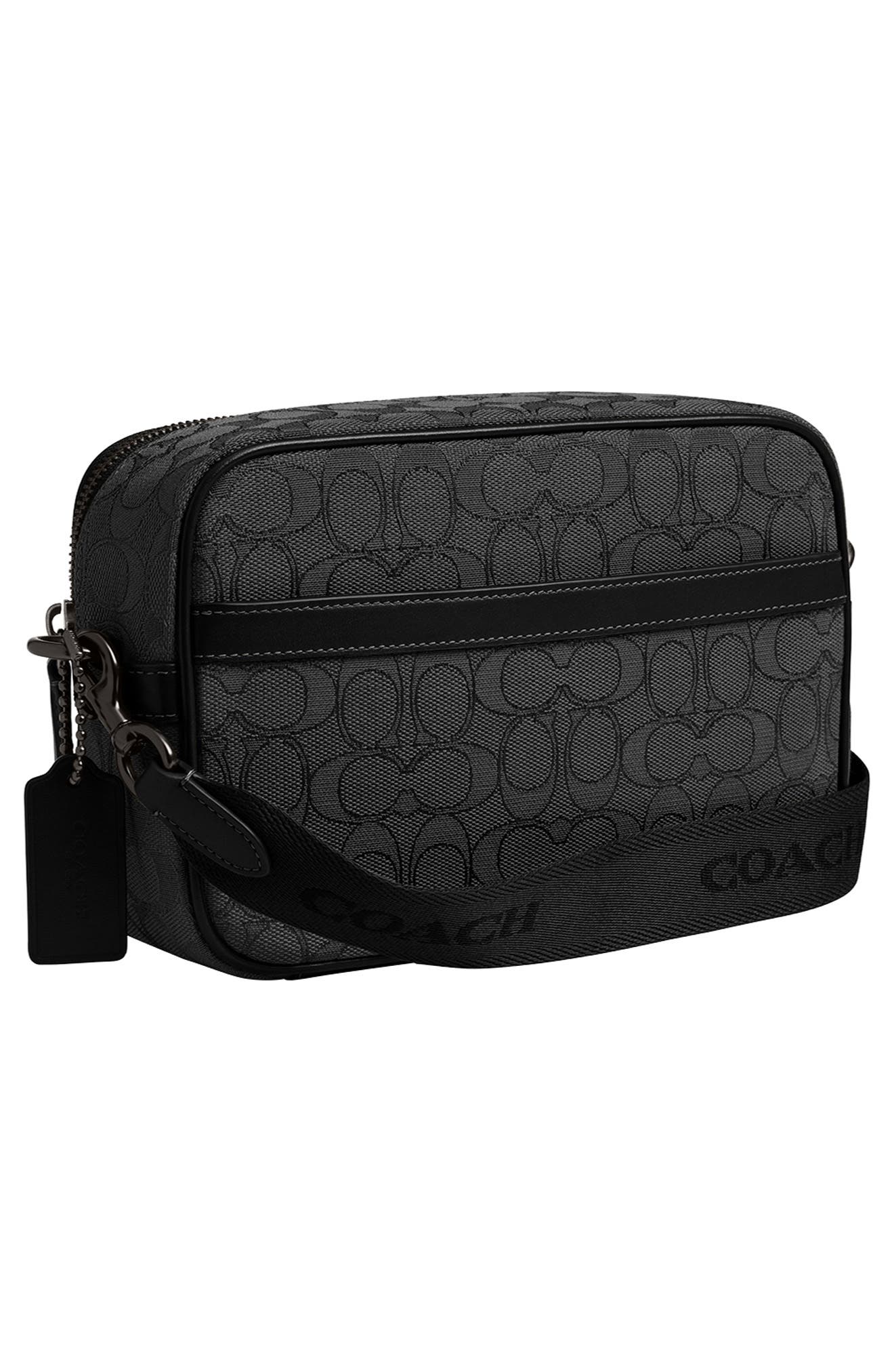 COACH Theo Signature Jacquard & Leather Camera Bag, Alternate, color, 
