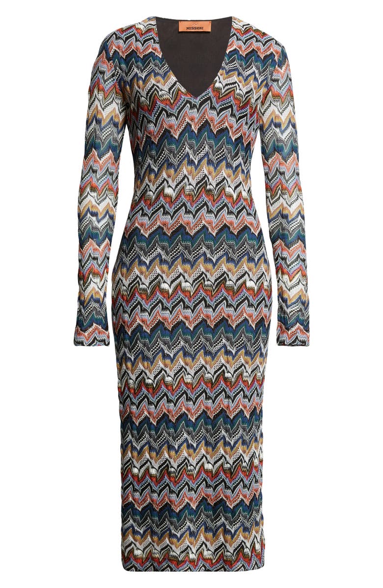 Missoni Zigzag Long Sleeve Midi Sweater Dress, Alternate, color, Blue Multi