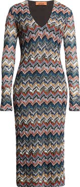 Missoni Zigzag Long Sleeve Midi Sweater Dress