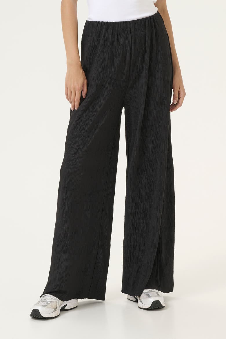 KAiben Wide Legs Elastic Waist Trousers, Main, color, Black Deep